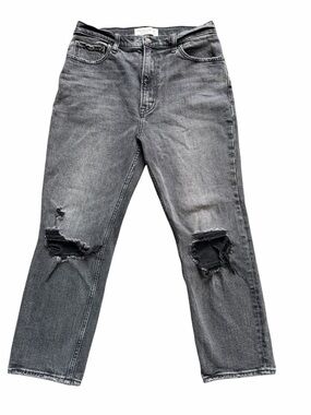 Abercrombie & Fitch Black Washed Jeans - ankle straight ultra high rise